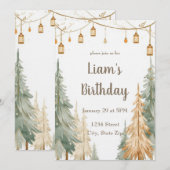 Invitation d'anniversaire fantaisiste de la forêt (Devant / Derrière)