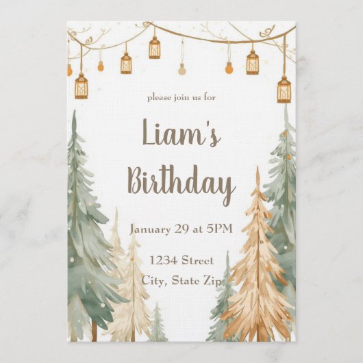 Invitation d'anniversaire fantaisiste de la forêt (Devant)