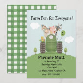 Invitation d'anniversaire Farmer Fun pour tout le (Devant / Derrière)
