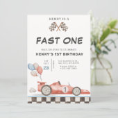 Invitation d'anniversaire Fast One Course automobi (Debout devant)