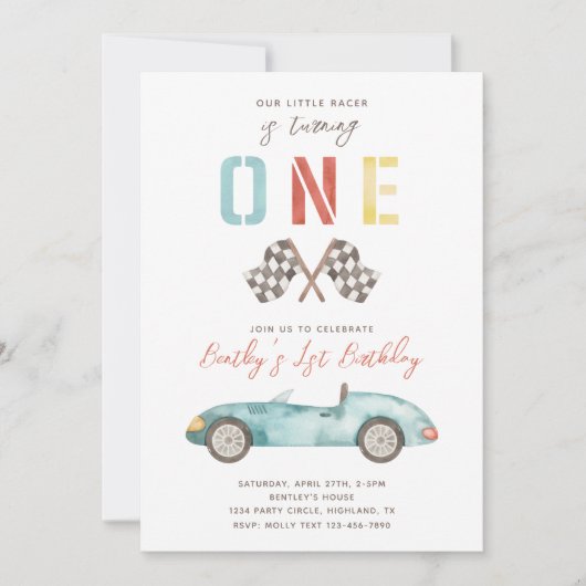 Invitation d'anniversaire Fast ONE | Course Jeudi (Devant)