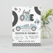 Invitation d'anniversaire Fast ONE | Course Vintag (Debout devant)