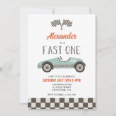 Invitation d'anniversaire Fast One voiture de cour (Devant)
