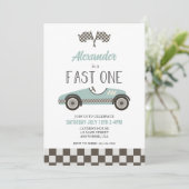 Invitation d'anniversaire Fast One voiture de cour (Debout devant)