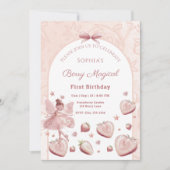 Invitation d'anniversaire Fée aux cœurs de fraise (Devant)