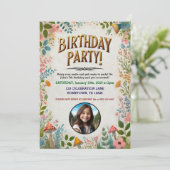 Invitation d'anniversaire Fée Enchantée (Debout devant)