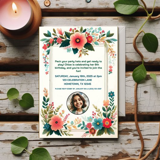 Invitation d'anniversaire fée enchantée de l'enfan