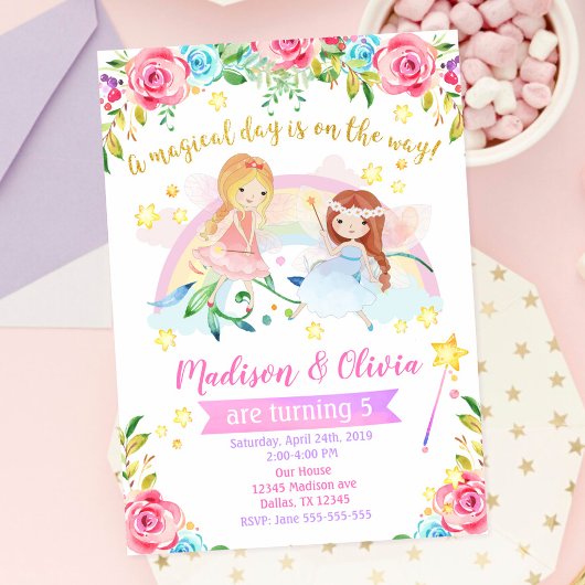 Invitation d'anniversaire fée / Fête conjointe de