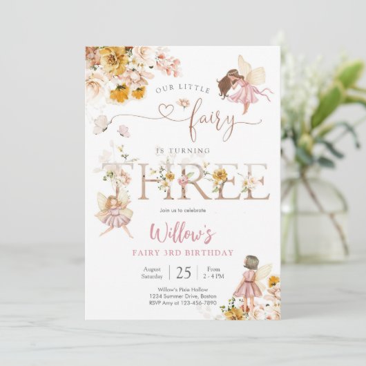 Invitation d'anniversaire Fée Fille (Debout devant)