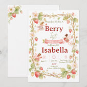 Invitation d'anniversaire Fée Fraise (Devant / Derrière)