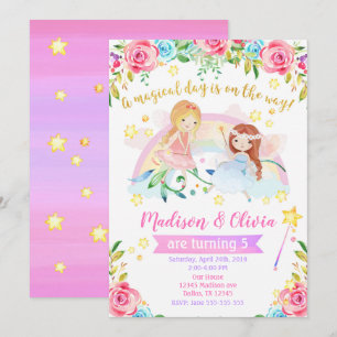 Invitation d'anniversaire fée / Joint Twins Party