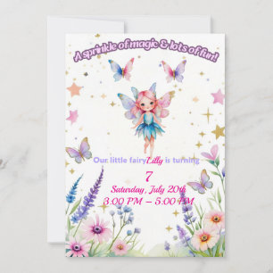Invitation d'anniversaire fée magique pour les fil
