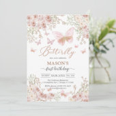 Invitation d'anniversaire Fée Papillon Rose Fille (Debout devant)