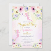 Invitation d'anniversaire Fée Rose Jardin de Fées (Devant)
