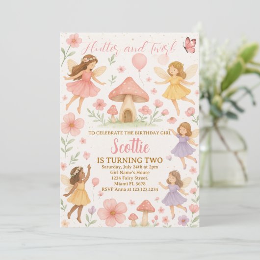 Invitation d'anniversaire Fée Whimsical (Debout devant)