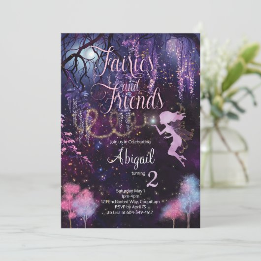 Invitation d'anniversaire Fées et Amis (Debout devant)