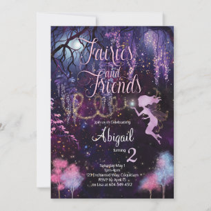 Invitation d'anniversaire Fées et Amis
