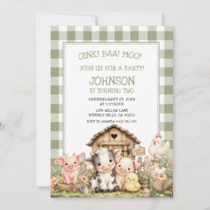 Invitation d'anniversaire Ferme Animaux Mignons