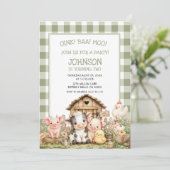 Invitation d'anniversaire Ferme Animaux Mignons (Debout devant)