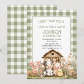 Invitation d'anniversaire Ferme Animaux Mignons (Devant / Derrière)