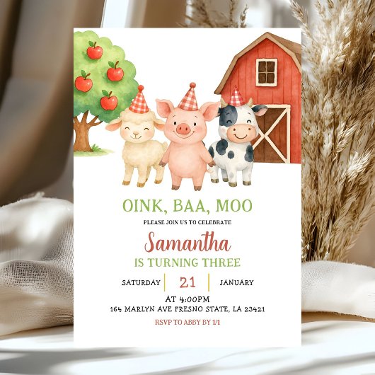 Invitation d'anniversaire fête à la ferme