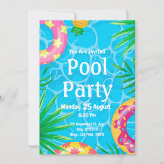 Invitation d'anniversaire Fête au Piscine Célébrat