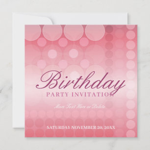 Invitation d'anniversaire Fête Bulles de Rêve Rose