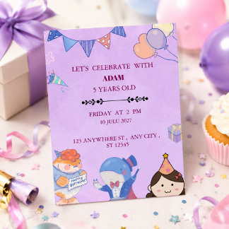 Invitation d'anniversaire Fête colorée et amusante