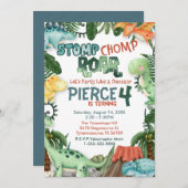 Invitation d'anniversaire Fête comme un dinosaure (Devant / Derrière)