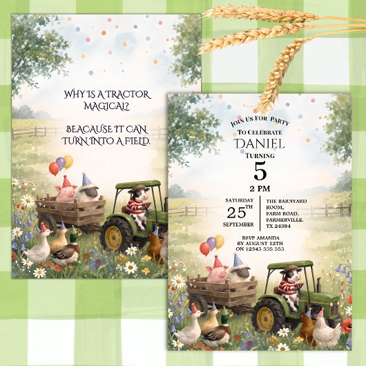 Invitation d'anniversaire Fête d'animaux de ferme