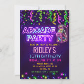 Invitation d'anniversaire fête d'arcade (Devant)