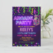 Invitation d'anniversaire fête d'arcade (Debout devant)