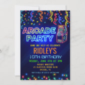 Invitation d'anniversaire fête d'arcade (Devant)