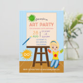 Invitation d'anniversaire fête d'art (Debout devant)