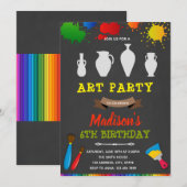 Invitation d'anniversaire fête d'art de poterie (Devant / Derrière)