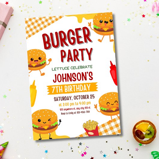 Invitation d'anniversaire Fête de Burger, BBQ de j