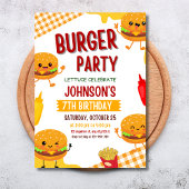 Invitation d'anniversaire Fête de Burger, BBQ de j