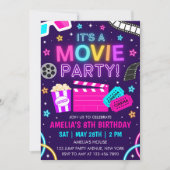 Invitation d'anniversaire fête de cinéma (Devant)