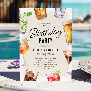 Invitation d'anniversaire Fête de cocktails à l'aq