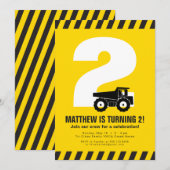 Invitation d'anniversaire fête de construction (Devant / Derrière)