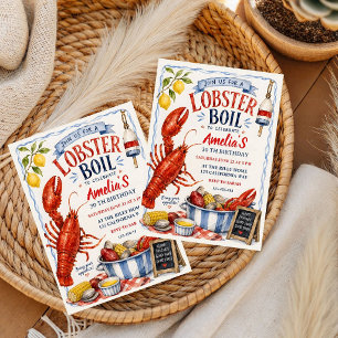 Invitation d'anniversaire Fête de homard à l'aquar