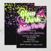 Invitation d'anniversaire FÊTE DE PATIN À Rouler d (Devant / Derrière)