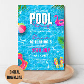 Invitation d'anniversaire Fête de Piscine, Fête d'