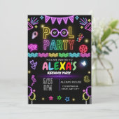 Invitation d'anniversaire Fête de Piscine, Fête Ne (Debout devant)