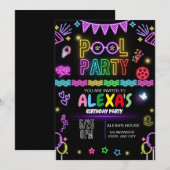 Invitation d'anniversaire Fête de Piscine, Fête Ne (Devant / Derrière)