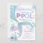 Invitation d'anniversaire Fête de Piscine Sirène (Devant)