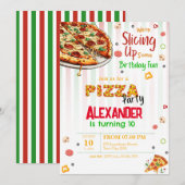 Invitation d'anniversaire fête de pizza (Devant / Derrière)