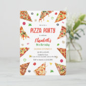 Invitation d'anniversaire fête de pizza (Debout devant)