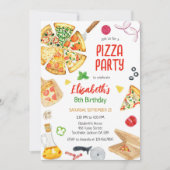Invitation d'anniversaire fête de pizza (Devant)