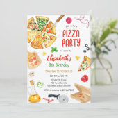 Invitation d'anniversaire fête de pizza (Debout devant)